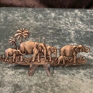 Vintage JJ Jonnette African Inspired Herd of Elephants Pewter Pin